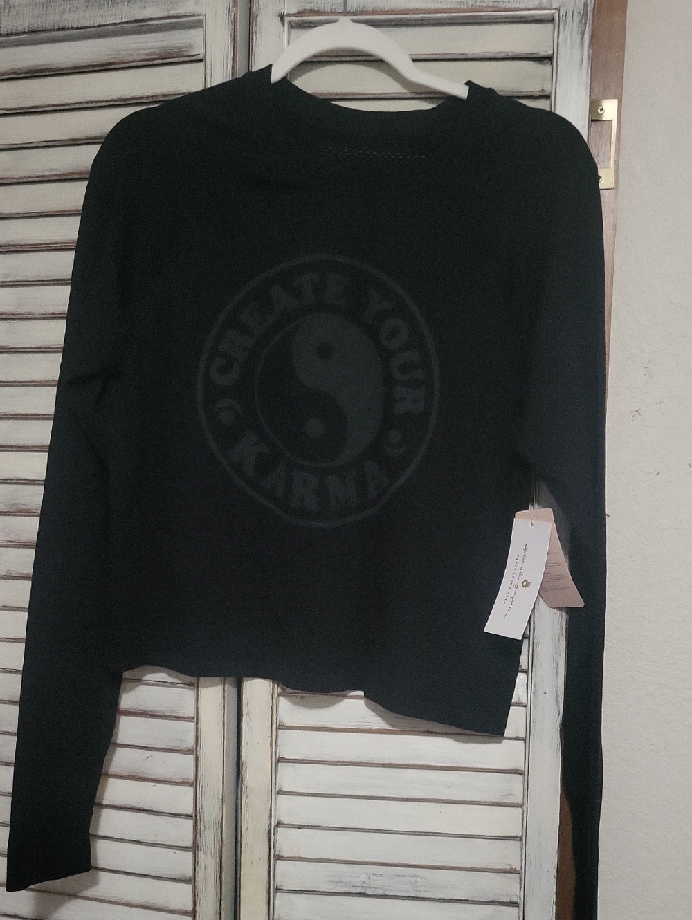 Spiritual Gangster Black 'Create Your Karma' Long-Sleeve Graphic Top